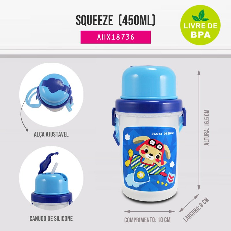 Kit Pote de Lanche de 4 peças e Squeeze de 450ml