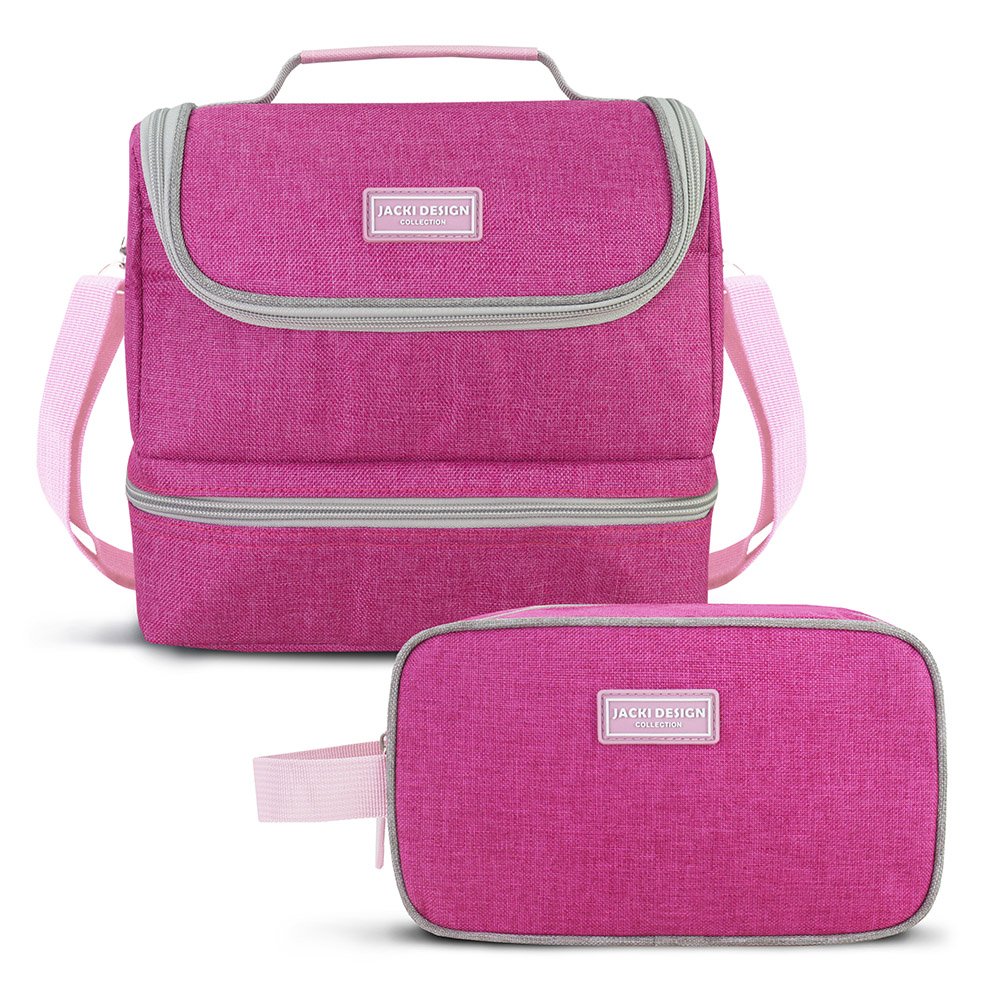 Kit Bolsa Térmica c/ 2 Compartimentos e Necessaire VIBE Pink